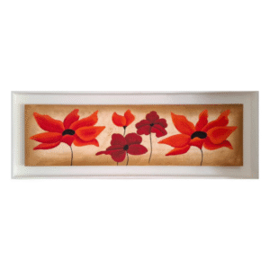 Cuadro Cajón de Flores con Detalles en Relieve 40cm x 130cm aprox.