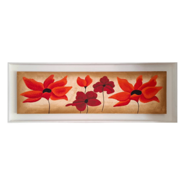 Cuadro Cajón de Flores con Detalles en Relieve 40cm x 130cm aprox.