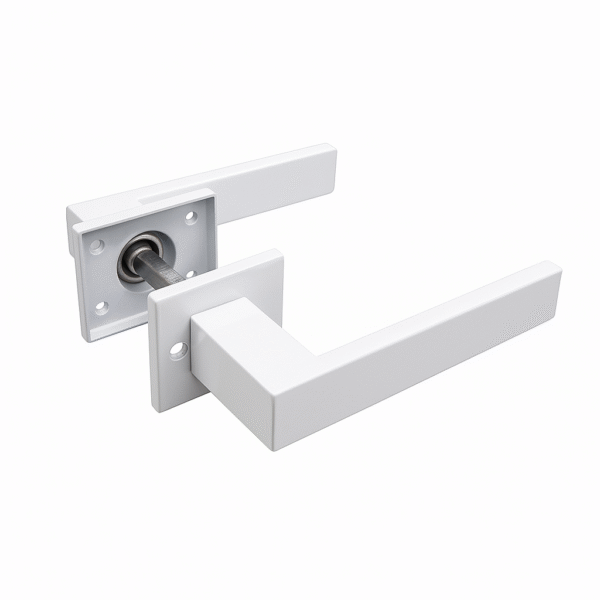 Manija Picaporte Doble Aluminio Biselado Blanco Rialpa