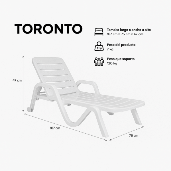 Reposera Toronto 5 posiciones Blanca - F5557000