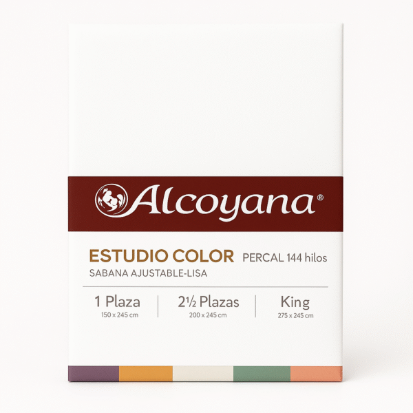 Sabana Ajustable lisa Alcoyana 2 1/2 plazas - 144 hilos - Imagen 3