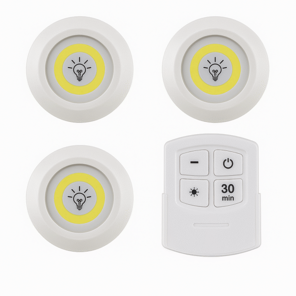 Set de 3 Luces Led Inalámbricas con Control Remoto