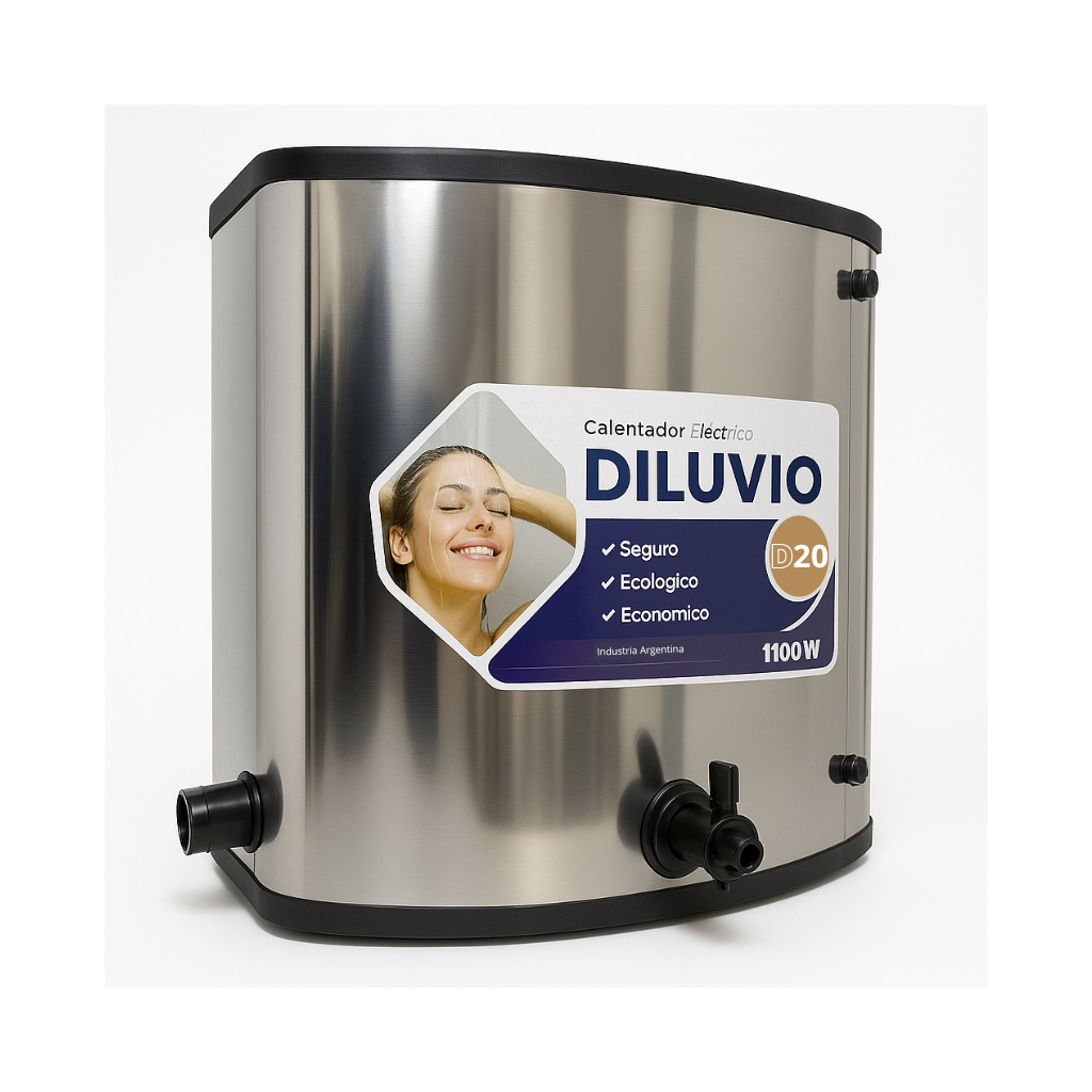 Ducha Calefón Eléctrico Diluvio 20L acero inoxidable