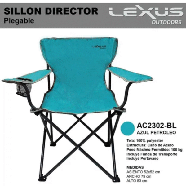 Sillón Director Plegable Lexus AC2302-BL Azul Petróleo - Imagen 3